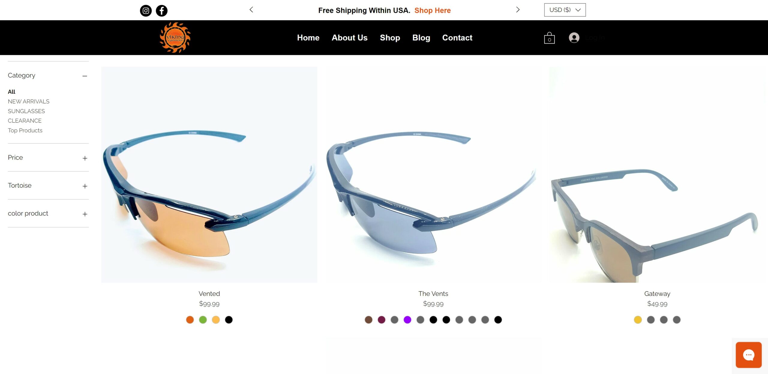 seeviking.com Sunglasses sales page